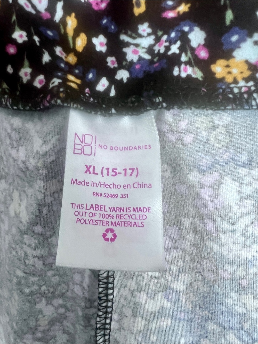 No Boundaries Boho Hipster Floral Flare Stretch Pants Blue SZ XL Juniors - Picture 5 of 6